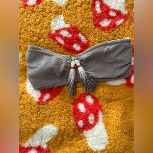 Tassel Zip Front Grey Strapless H&M Bikini Top • size small